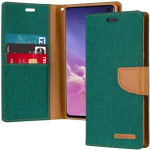 Goospery Canvas Diary Wallet Case for Samsung Galaxy S10 Plus - Green